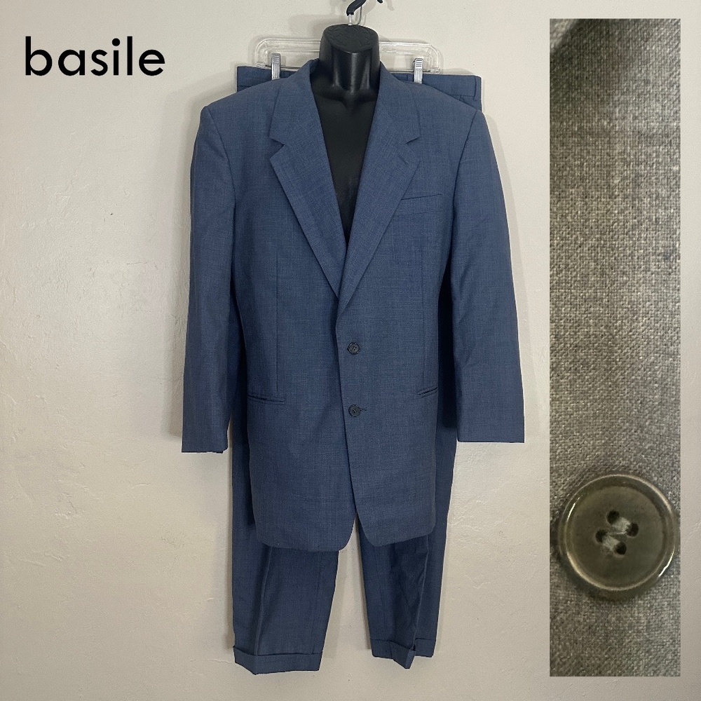 Basile Full Suit EU 54 US 42R Pants 39" waist 32" inseam Made in Italy